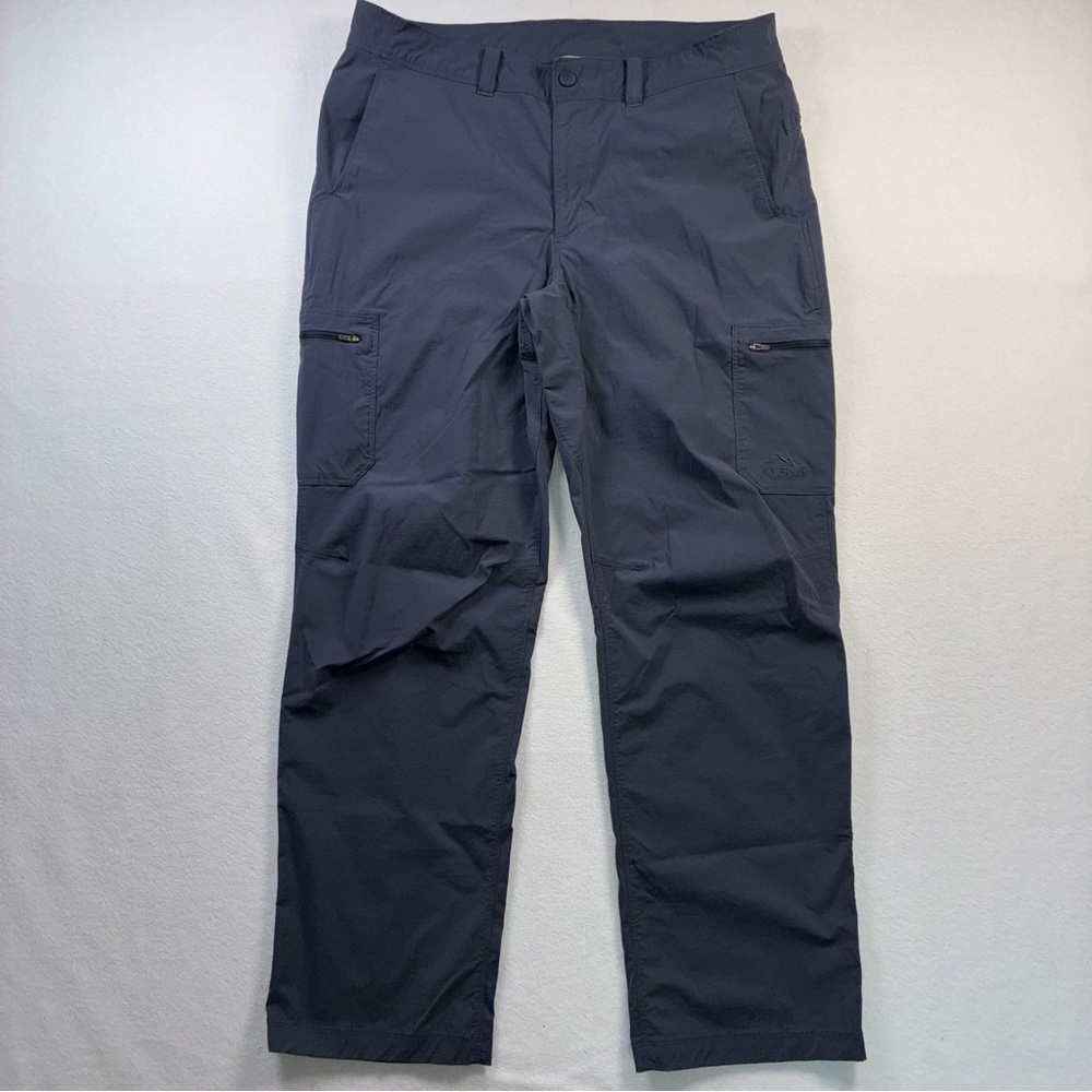 L.L. Bean Men’s Gray Nylon Trail Model Pants 35x32 Water Resistant Zip Pockets